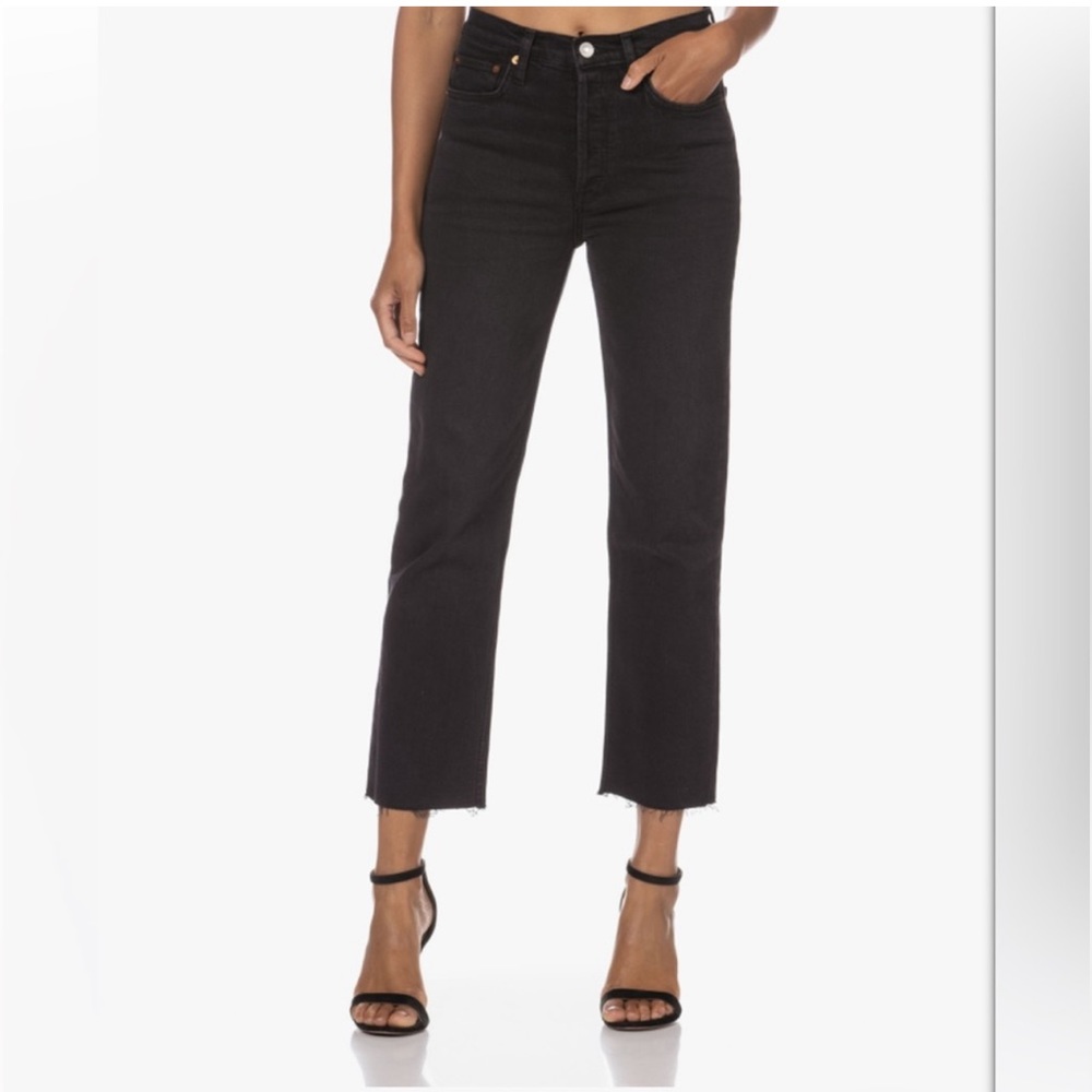 REDONE 70s High Rise Stove Pipe Jeans Black size 25